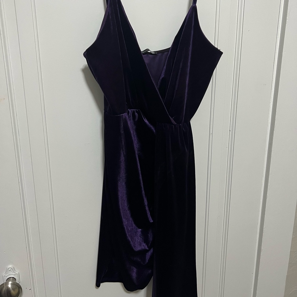 Purple velvet mini dress